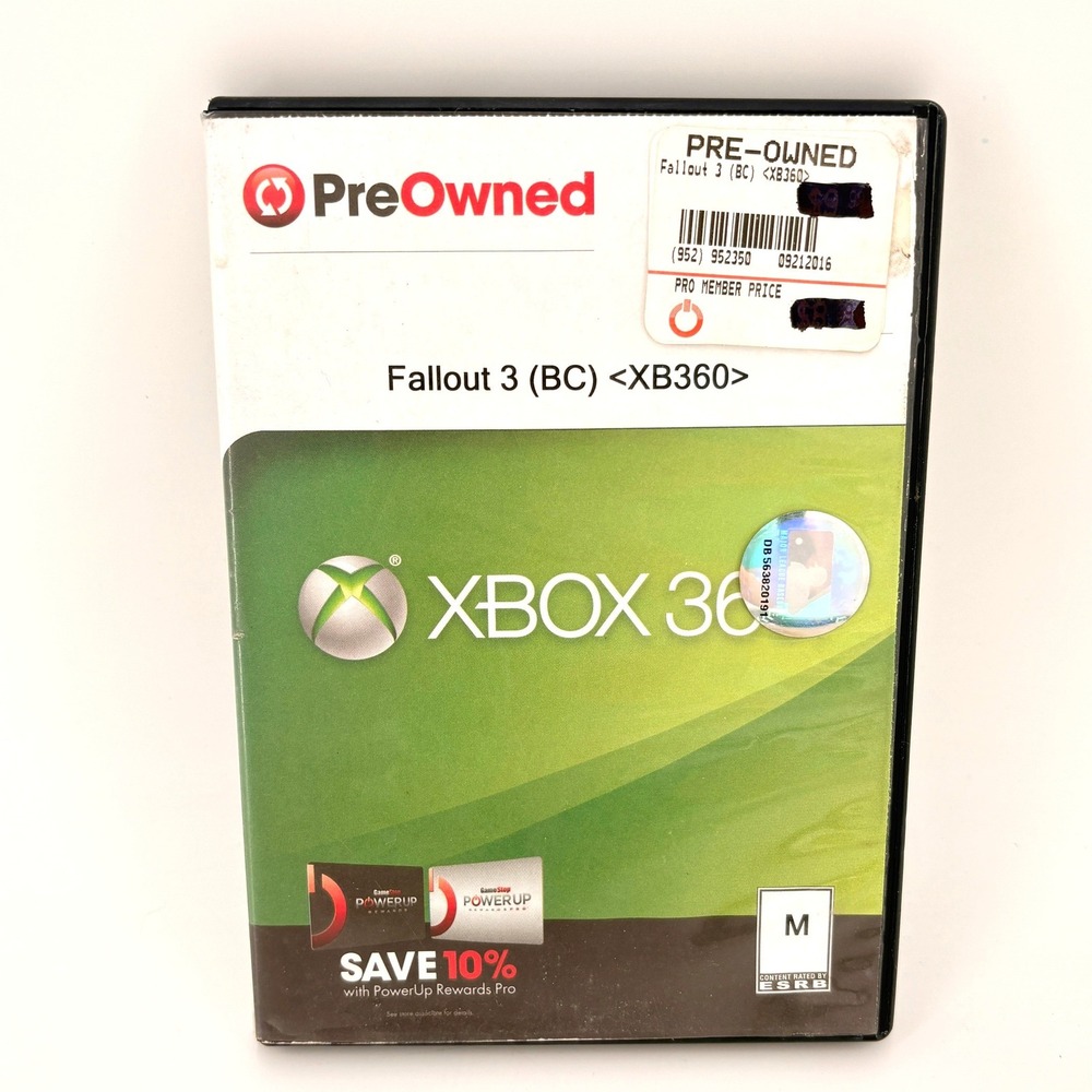 Fallout 3 Xbox 360 Bethesda Softworks RPG Video Game Pre-Owned‎ Case